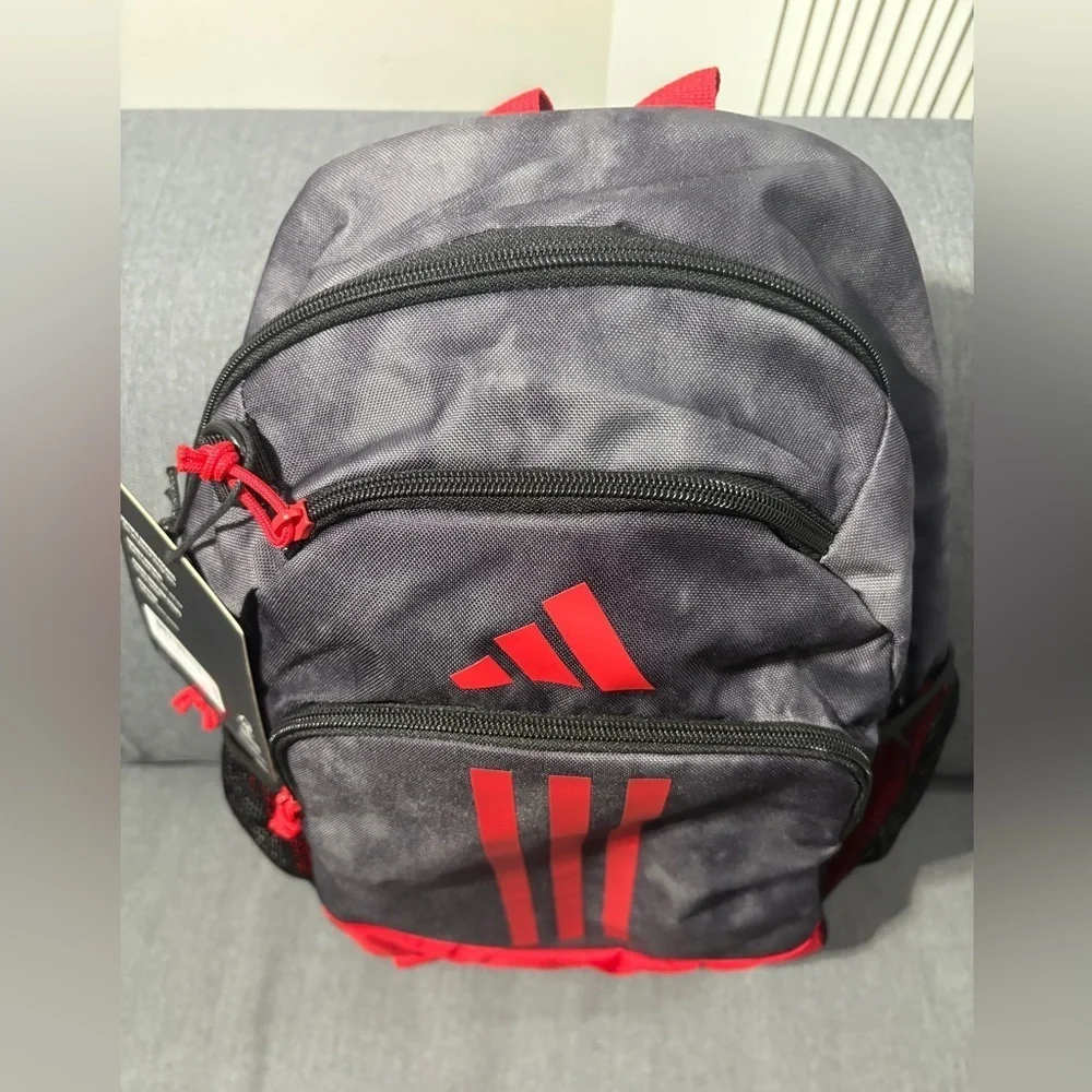 Adidas Men's Black and Red Striped Backpack